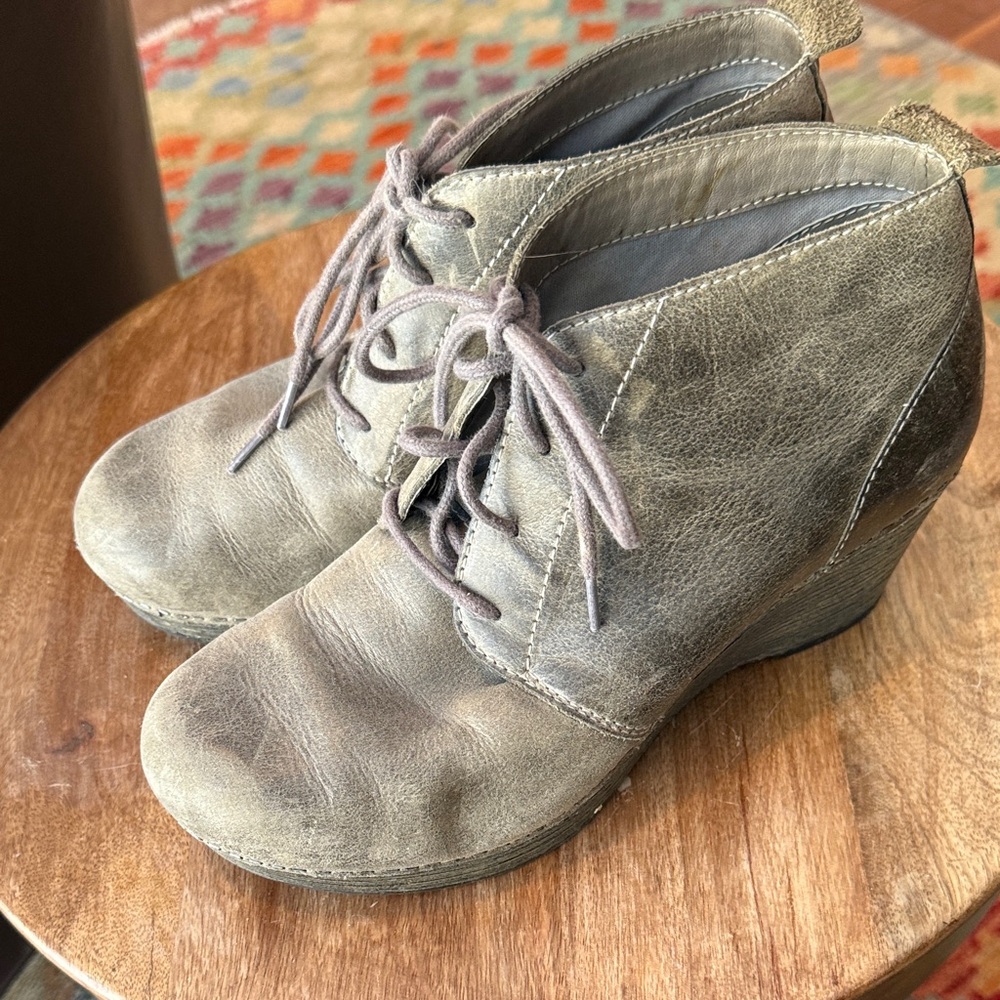 Women's Gray Wedge Ankle Boots